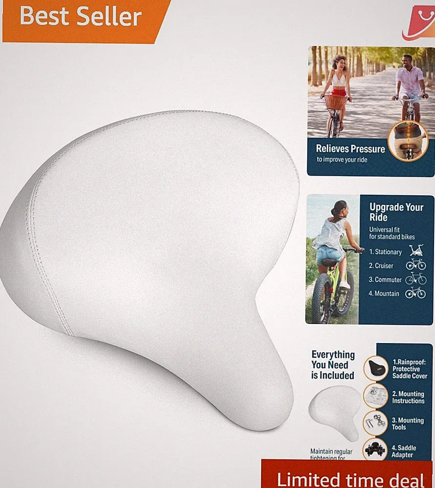 Comfort Bicycle Seat Wide Foam Support Steel Springs for Indoor Outdoor Use