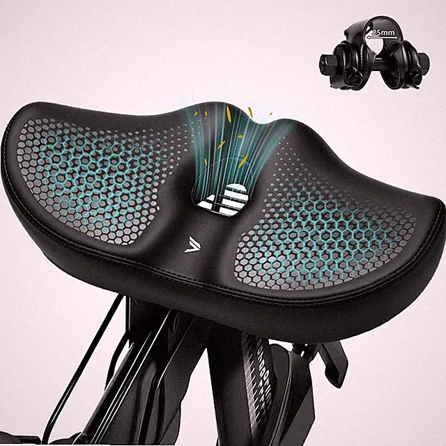 Extra Wide Noseless Bike seat Cushion for Men Women Memory Foam Filling Large...