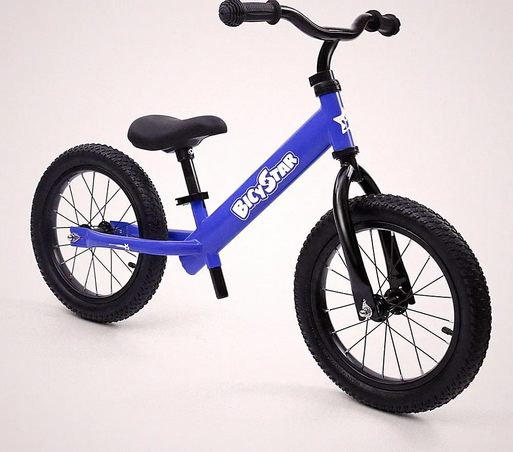 Kids Balance Bike 14 Inch No Pedals Adjustable Height Air Rubber Tires for 3-6