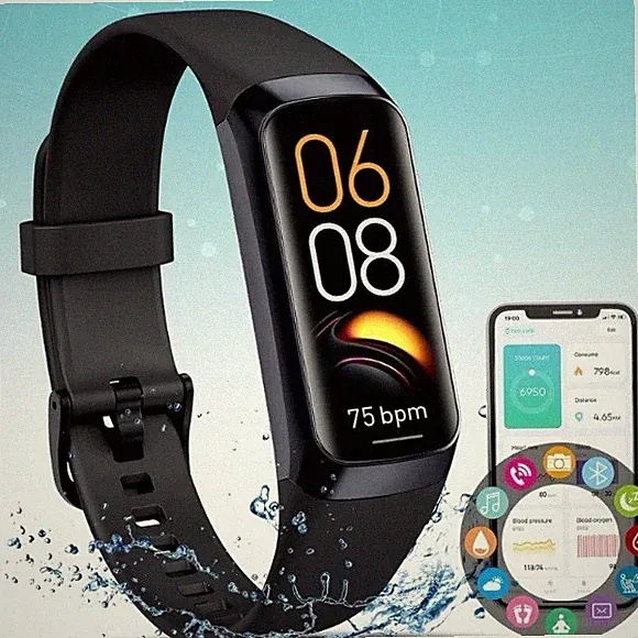 Smart Bracelet Fitness Tracker Black, Heart Rate, Blood Pressure, Android iOS